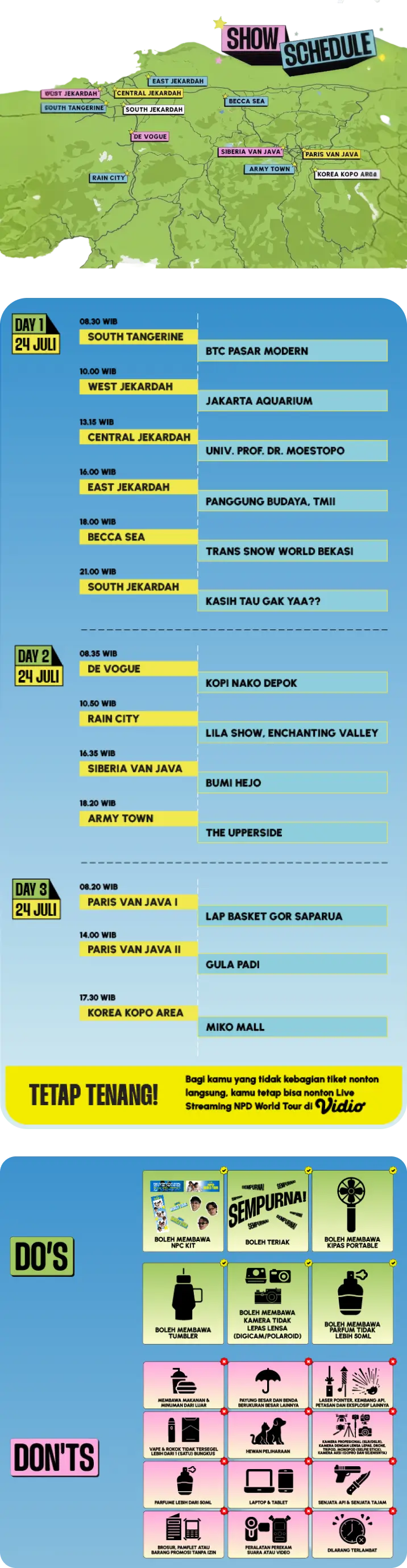 NPD World Tour show schedule
